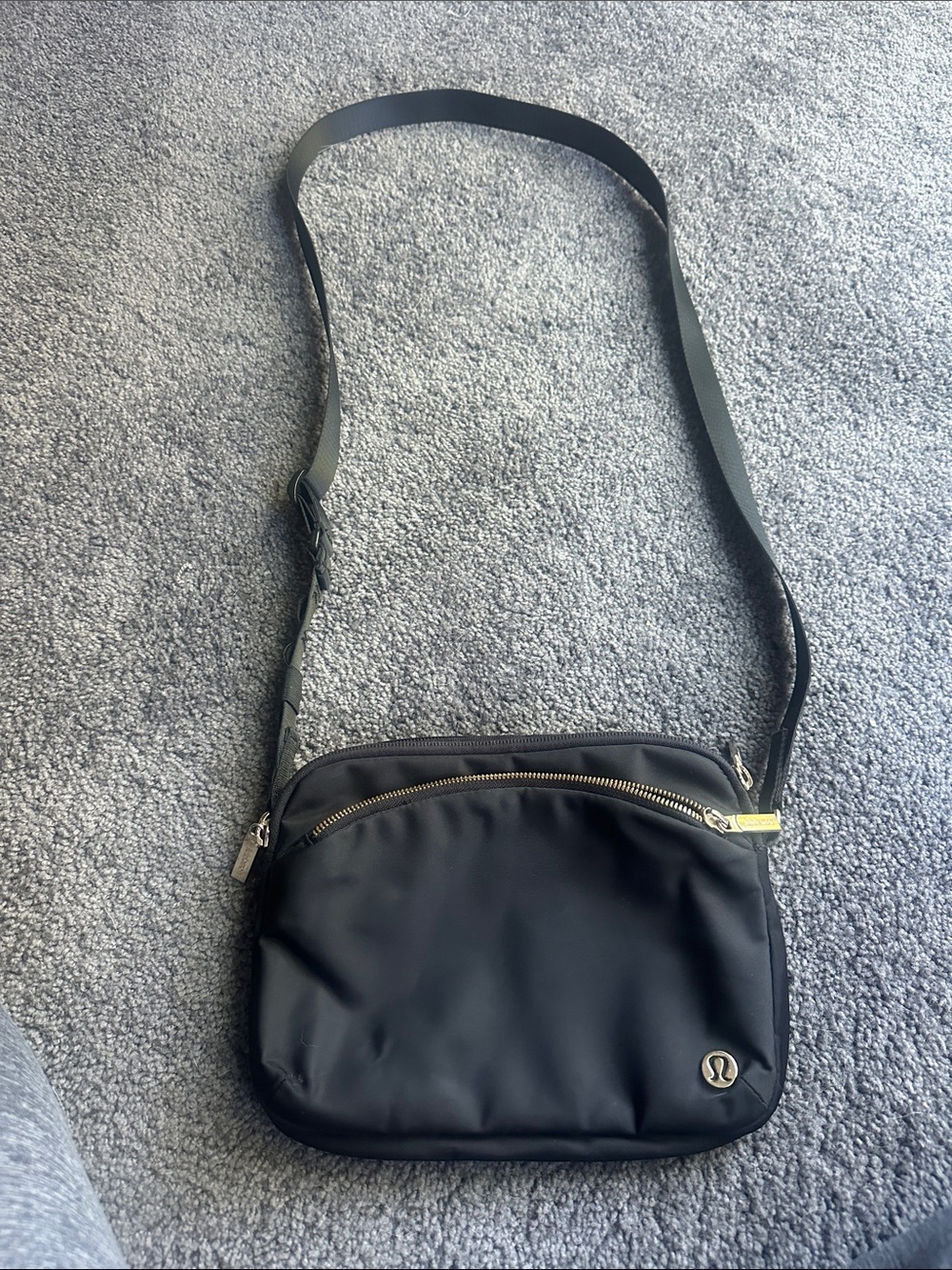 lululemon athletica Black Crossbody Messenger with Gold Zipper